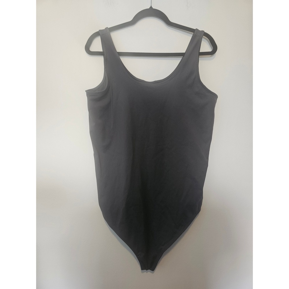Minimalist Torrid Tank Bodysuit‎ Womens 2X Charcoal Gray Scoop Neck Stretch Snap